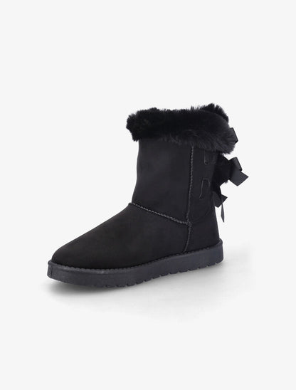 Bottines fourrées à noeuds - Noir - 4