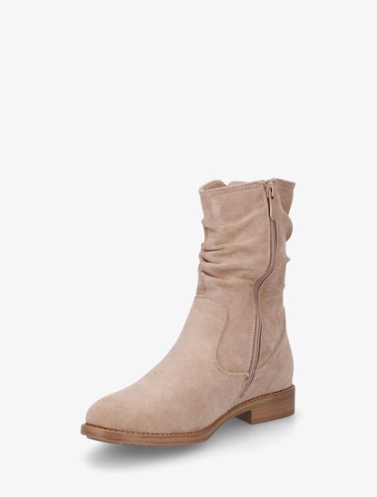 Bottines froncées en suédine - Beige - 3