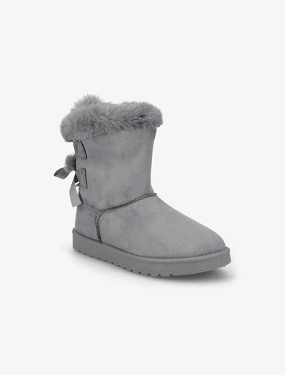 Bottines fourrées à noeuds - Gris - 3