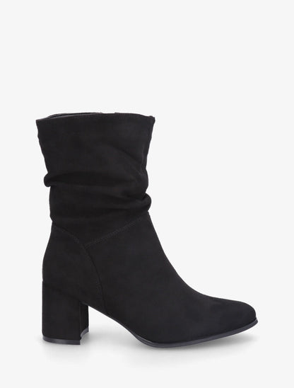 Bottines froncées en suédine à bout pointu - Noir - 5