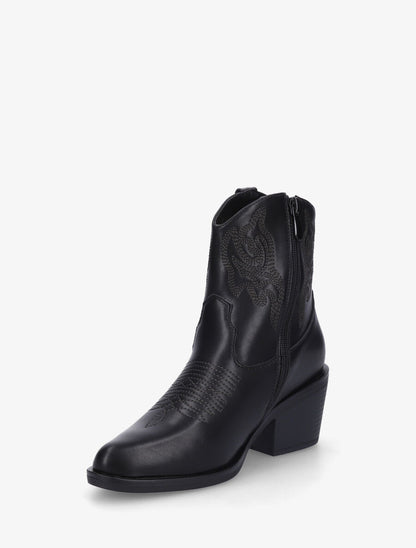 Bottines style santiag en simili - Noir - 3