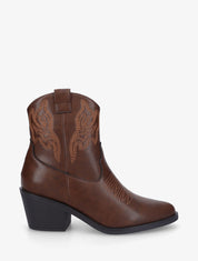 Bottines style santiag en simili - Marron - 5