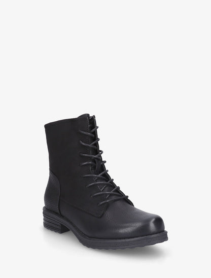 Bottines bimatière à lacets - Noir - 2