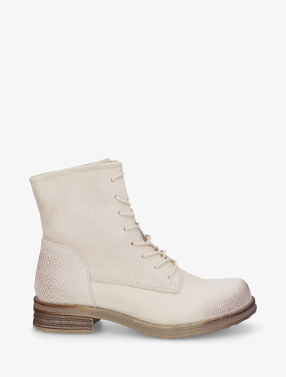 Bottines bimatière à lacets - Beige - 1