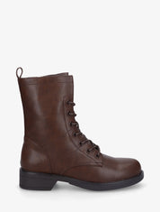 Bottines en simili à lacets - Marron - 5