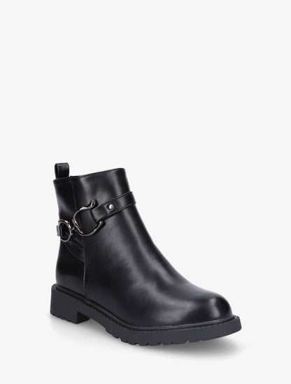 Bottines unies en simili - Noir - 2