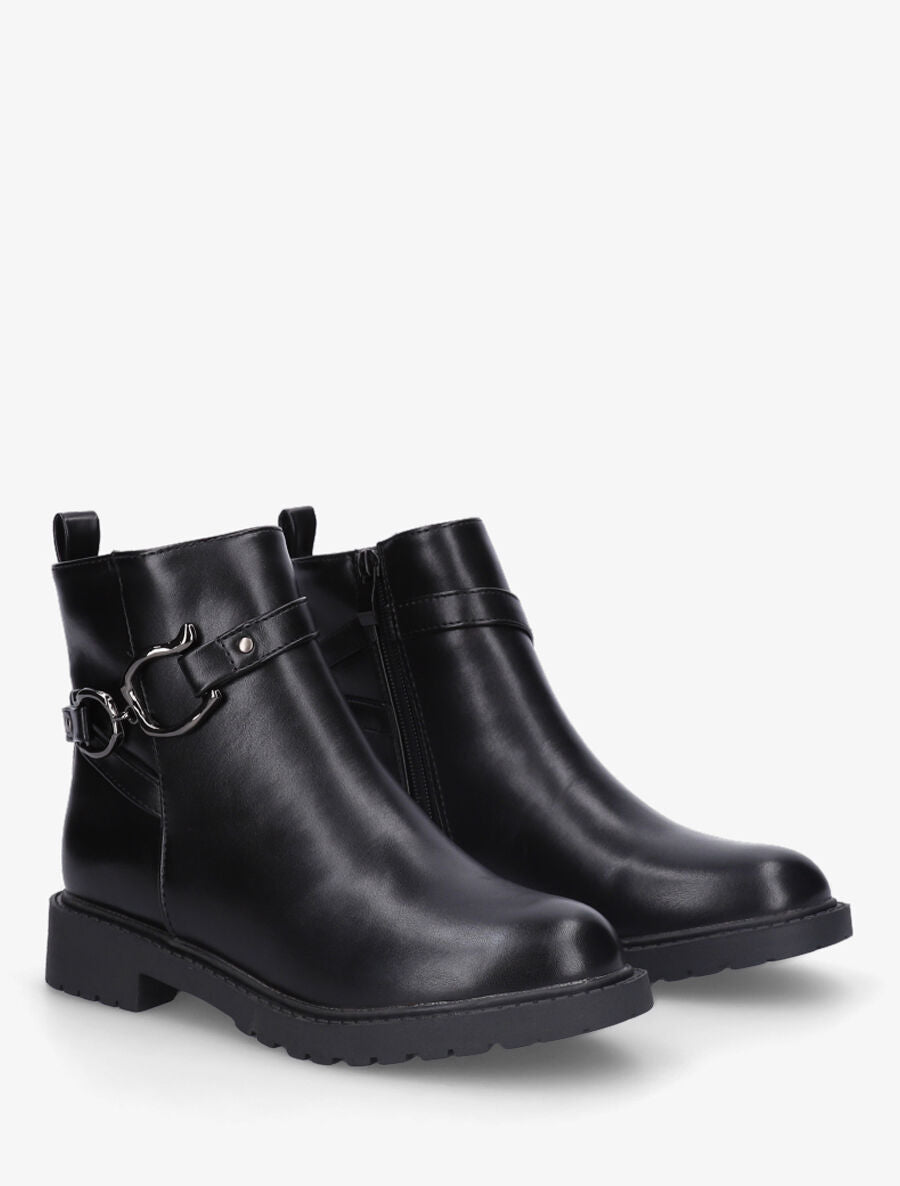 Bottines unies en simili - Noir - 4