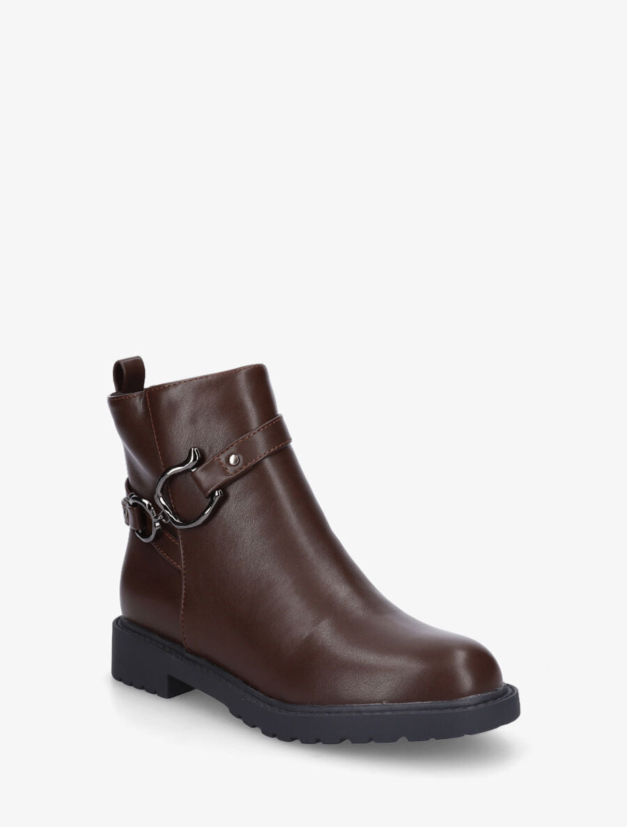 Bottines unies en simili - Marron - 2