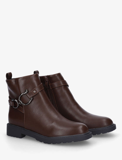 Bottines unies en simili - Marron - 4