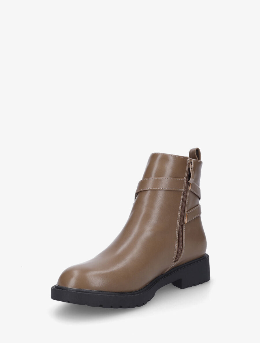 Bottines unies en simili - Taupe - 3