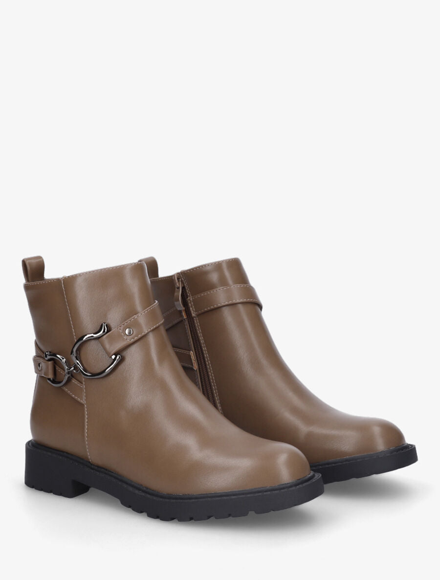 Bottines unies en simili - Taupe - 4