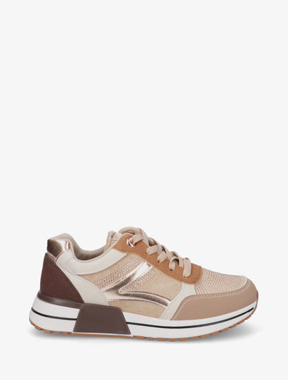 Sneakers en suédine et strass - Taupe - 1