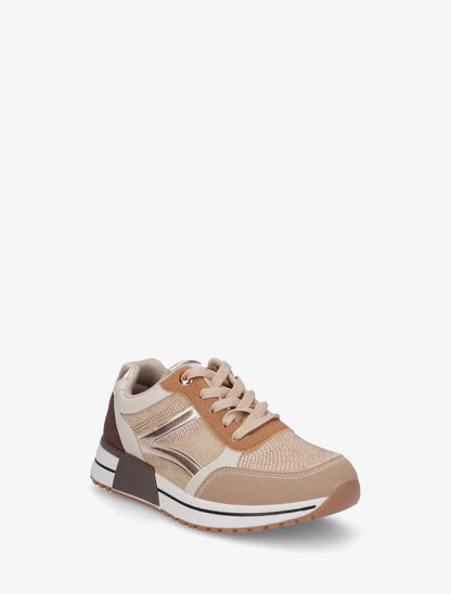 Sneakers en suédine et strass - Taupe - 2