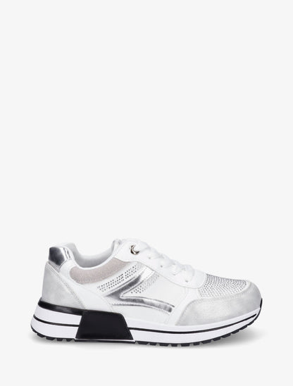 Sneakers en suédine et strass - Blanc - 5