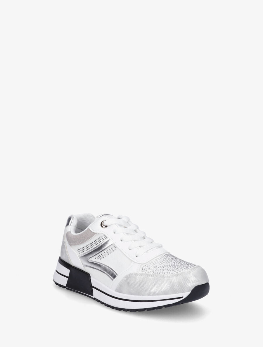 Sneakers en suédine et strass - Blanc - 2