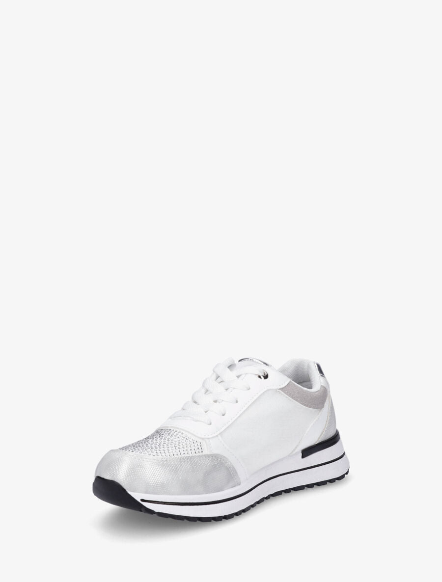 Sneakers en suédine et strass - Blanc - 3