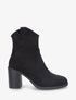 Bottines style santiags en suédine - Noir - 1