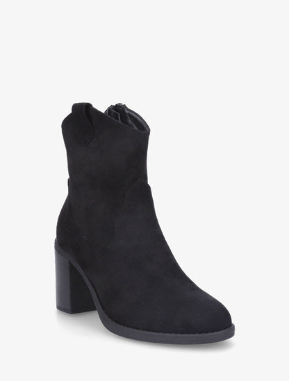 Bottines style santiags en suédine - Noir - 2