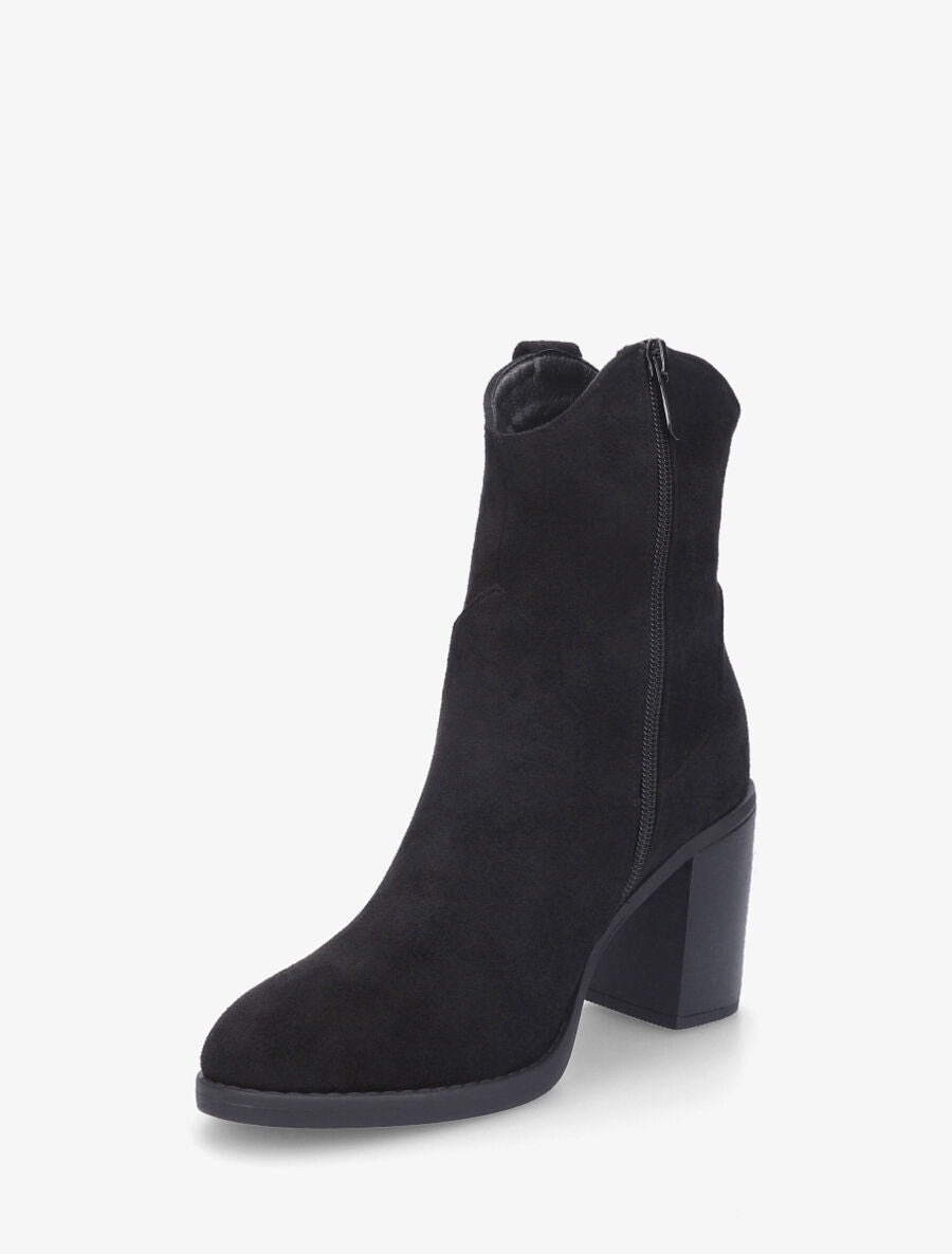 Bottines style santiags en suédine - Noir - 3