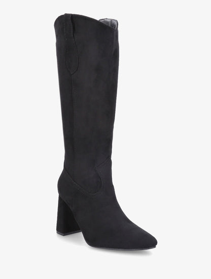 Bottes en suédine à talon et bout pointu - Noir - 2