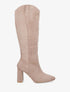 Bottes en suédine à talon et bout pointu - Beige - 5