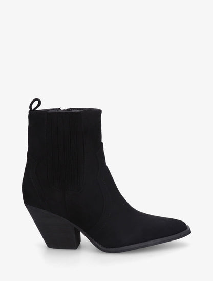 Bottines en suédine style santiags - Noir - 1
