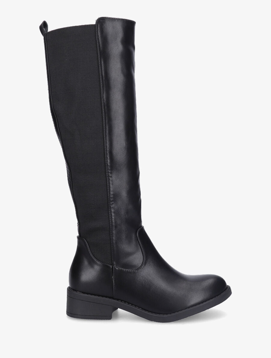 Bottes style cavalière en simili - Noir - 1
