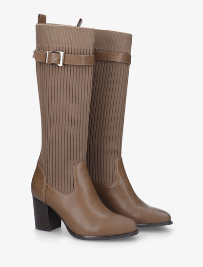 Bottes unies style chaussettes - Taupe - 4