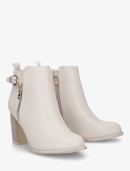Bottines hautes bi-matière - Beige - 4