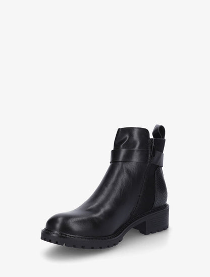 Bottines plates contrefort python - Noir - 3