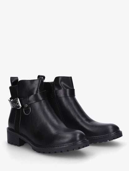 Bottines plates contrefort python - Noir - 4