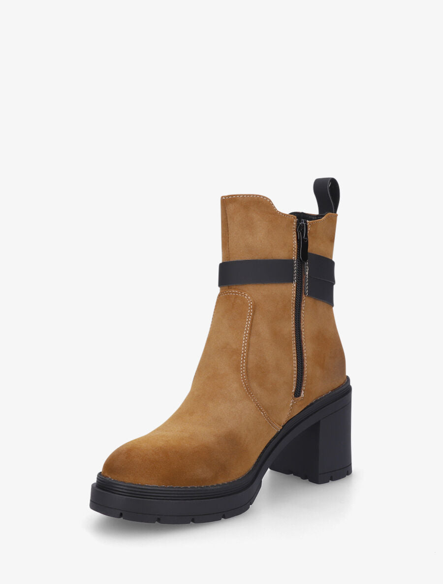 Bottines montantes en suédine - Camel - 3