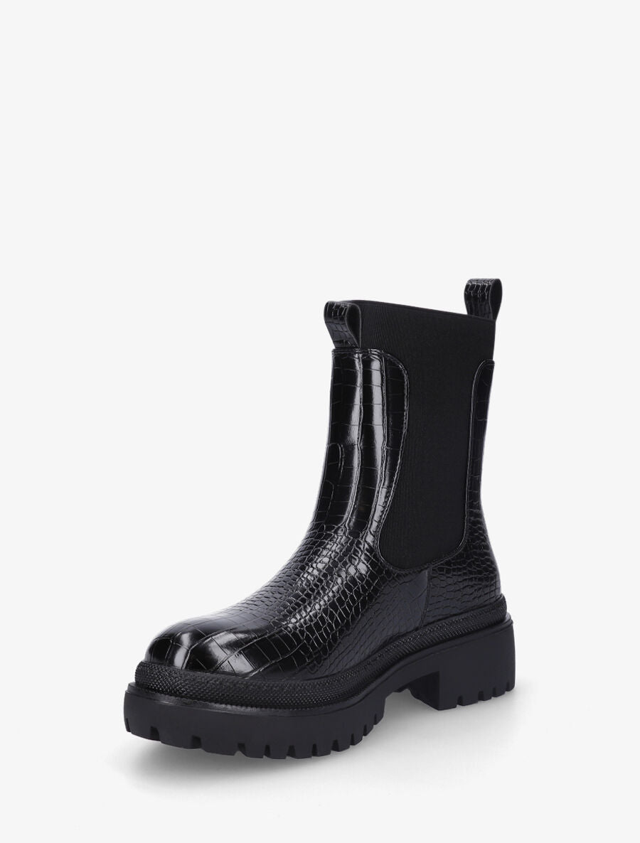 Bottines élastiquées à motif croco - Noir - 3