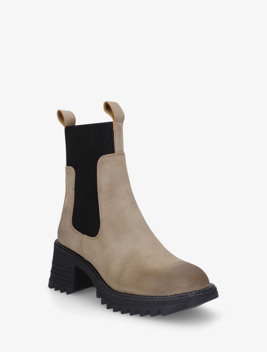 Bottines montantes à semelle crantée - Taupe - 2