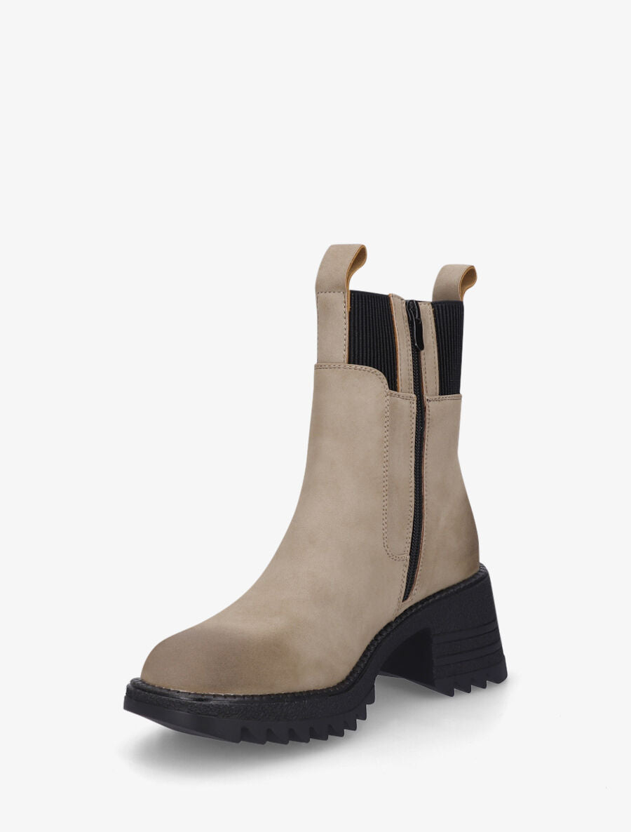 Bottines montantes à semelle crantée - Taupe - 3
