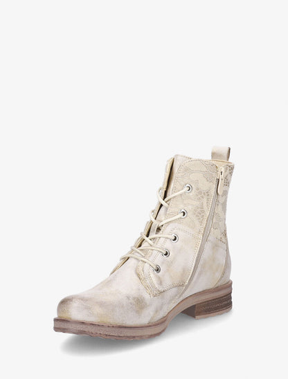 Bottines à lacets et dentelle - Or - 3