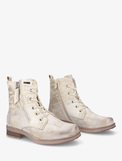 Bottines à lacets et dentelle - Or - 4
