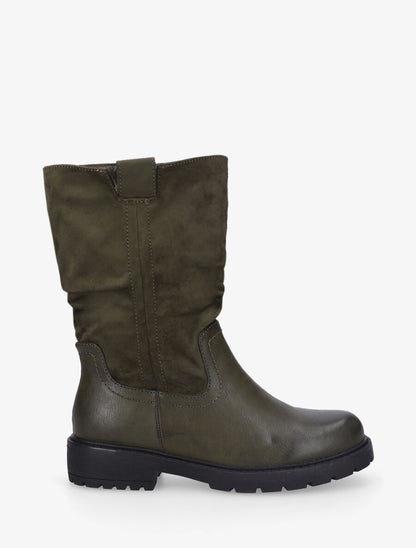 Bottines unies bi-matière - Kaki - 5