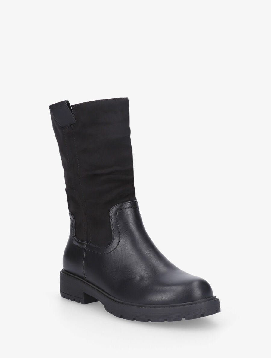 Bottines unies bi-matière - Noir - 2
