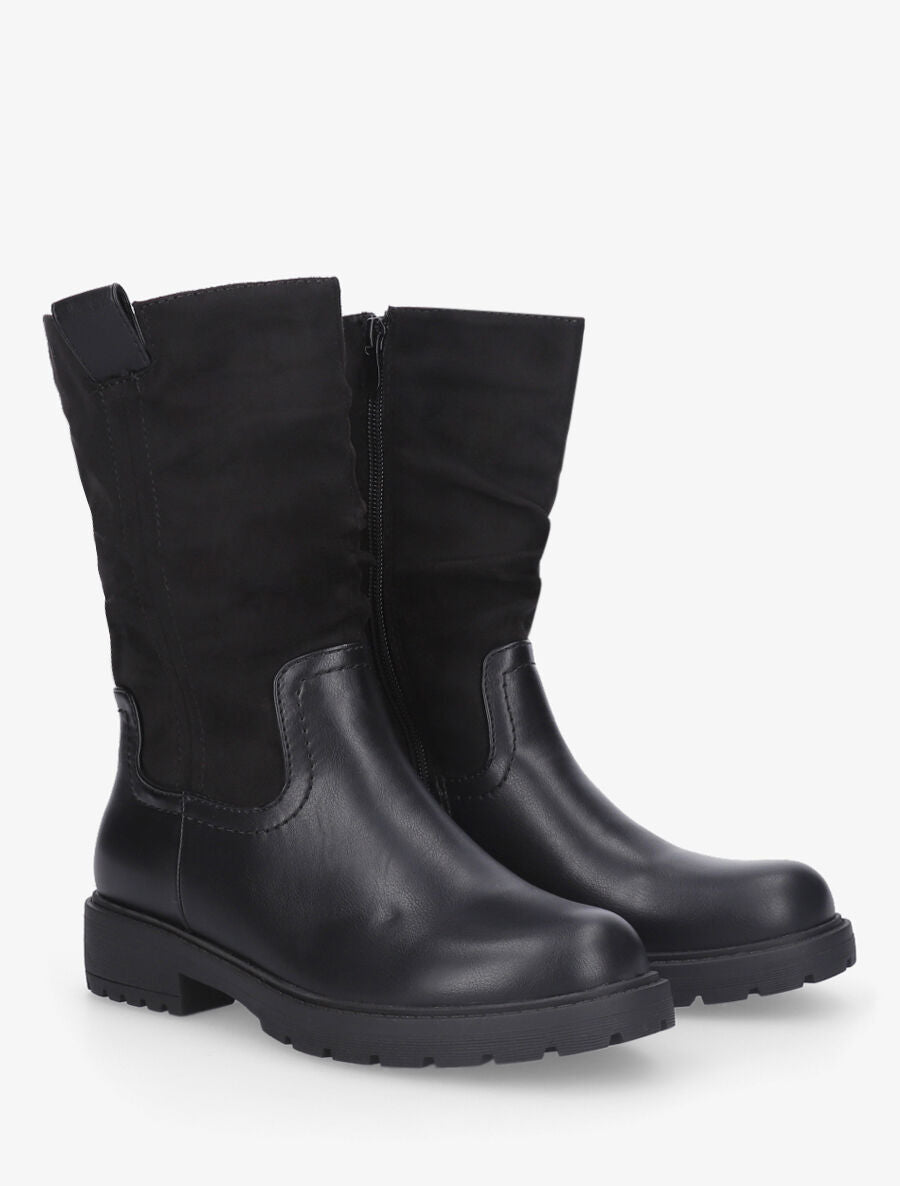 Bottines unies bi-matière - Noir - 4