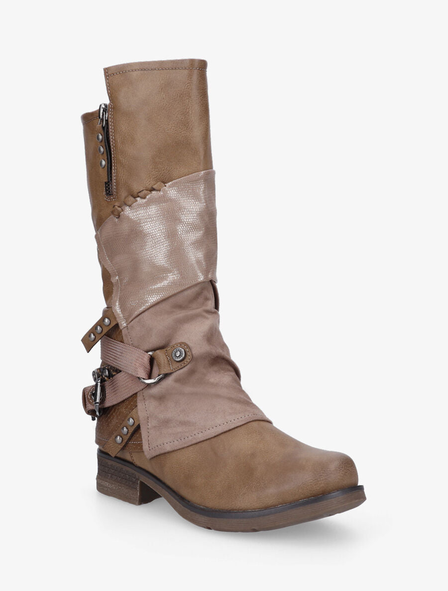 Bottes plates fantaisies à sangles - Taupe - 2