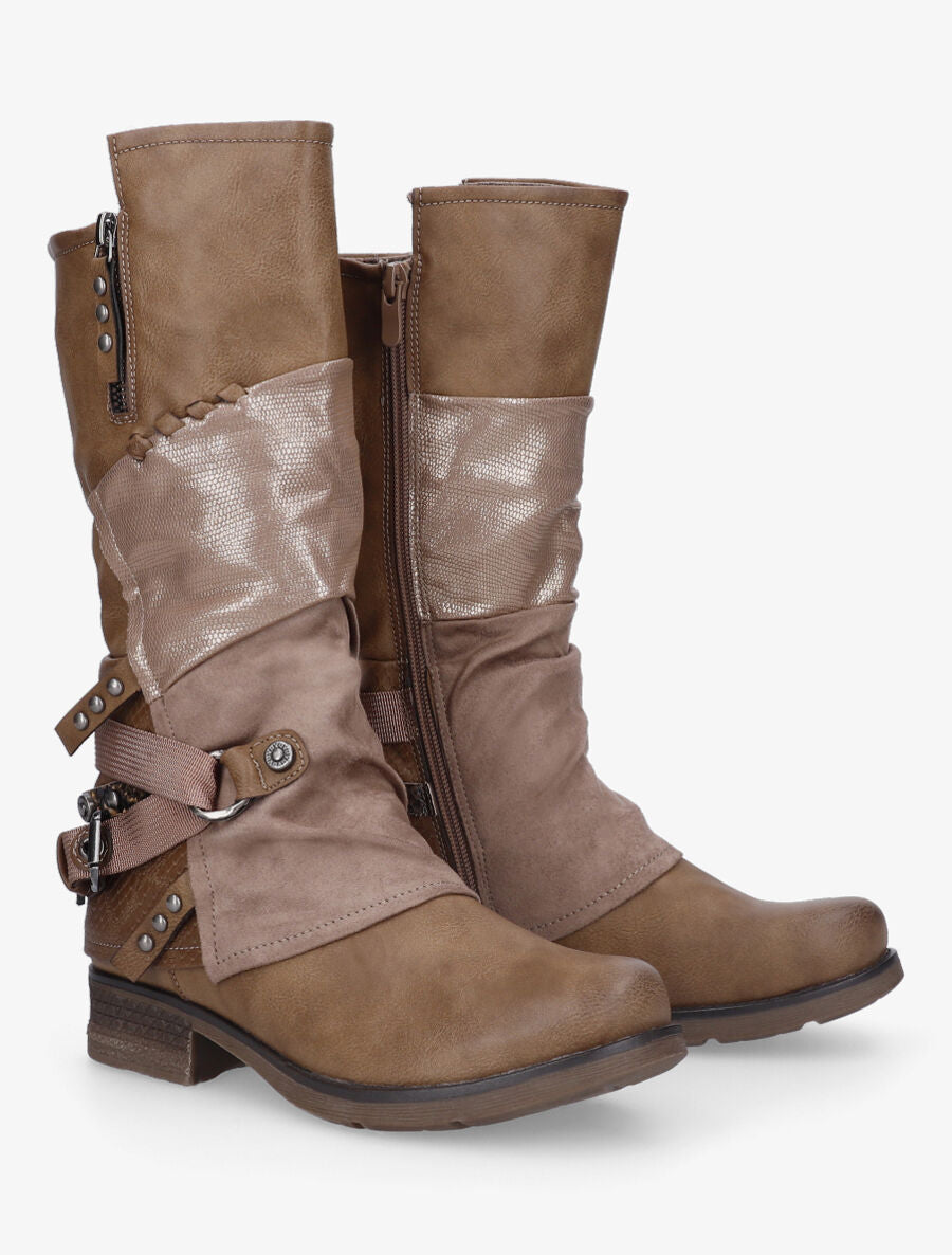 Bottes plates fantaisies à sangles - Taupe - 4