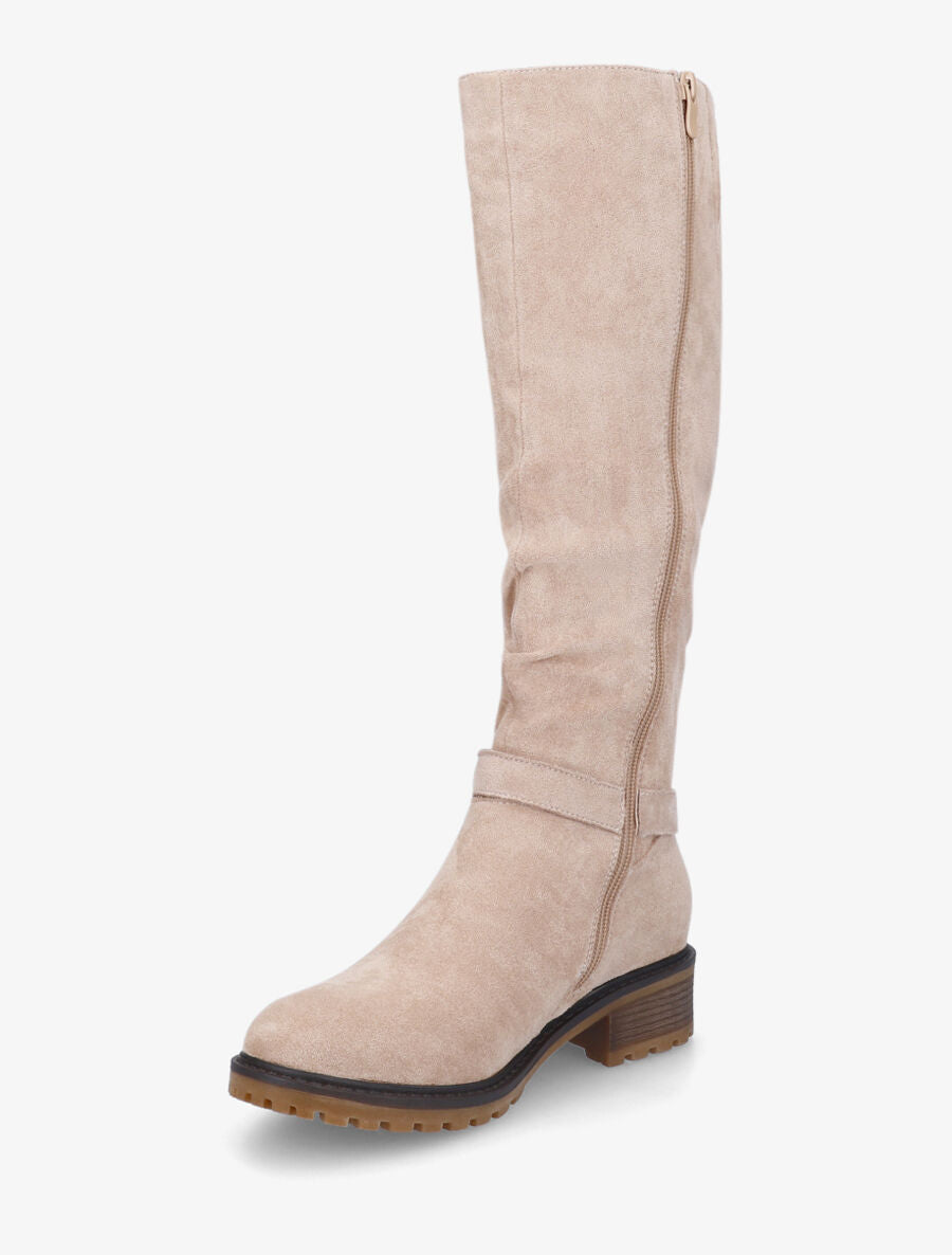 Bottes plates en suédine boucle fantaisie - Taupe - 3