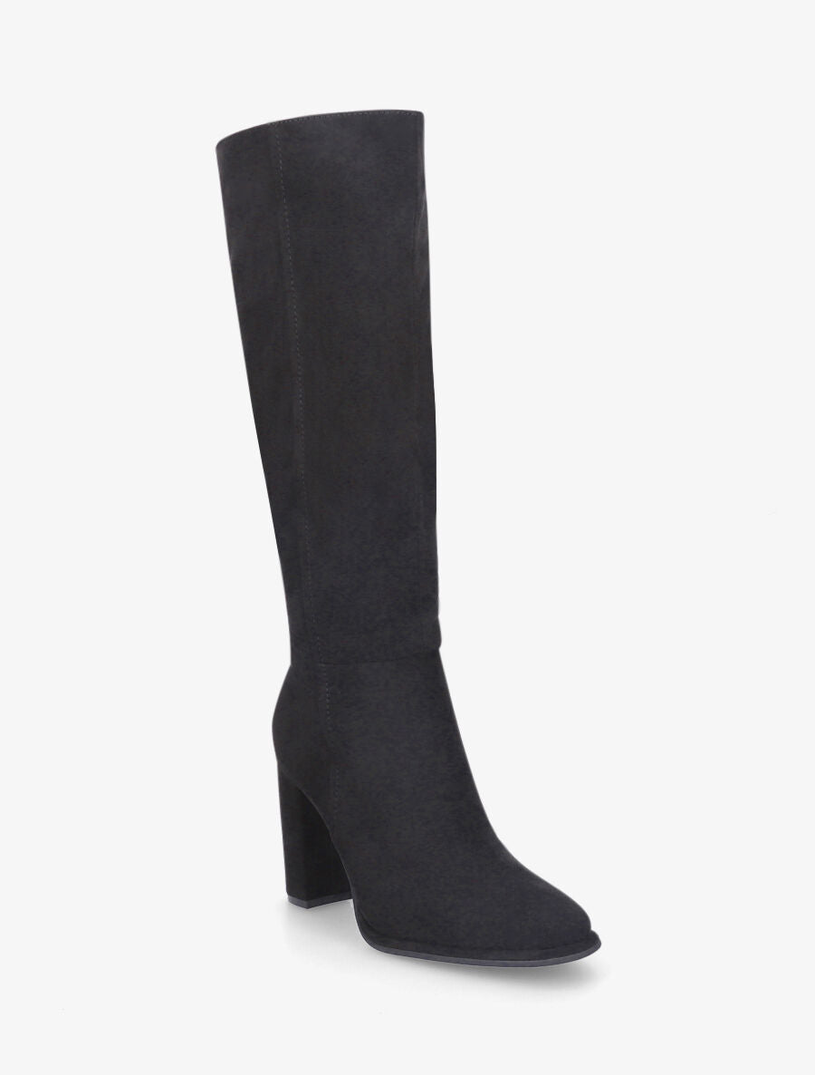 Bottes en suédine à talon haut - Noir - 2