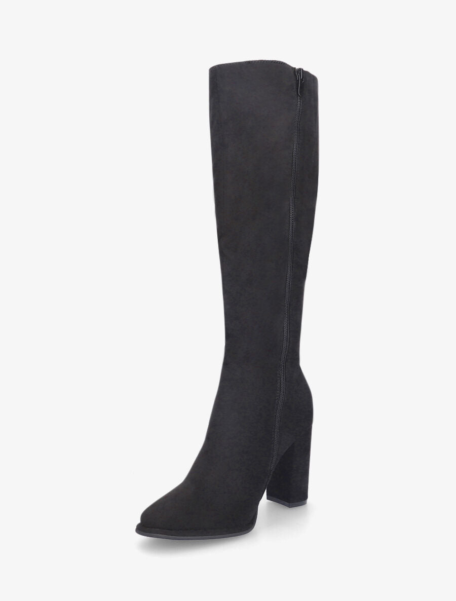 Bottes en suédine à talon haut - Noir - 3
