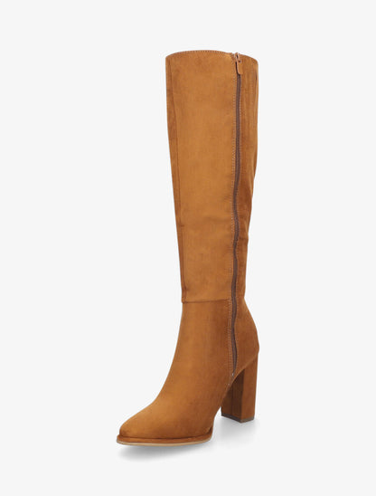 Bottes en suédine à talon haut - Camel - 3