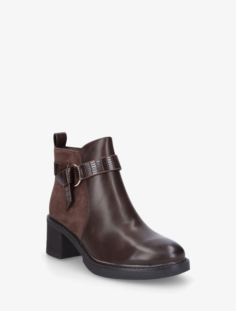 Bottines bi-matière à boucle - Marron - 2