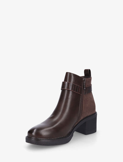 Bottines bi-matière à boucle - Marron - 3