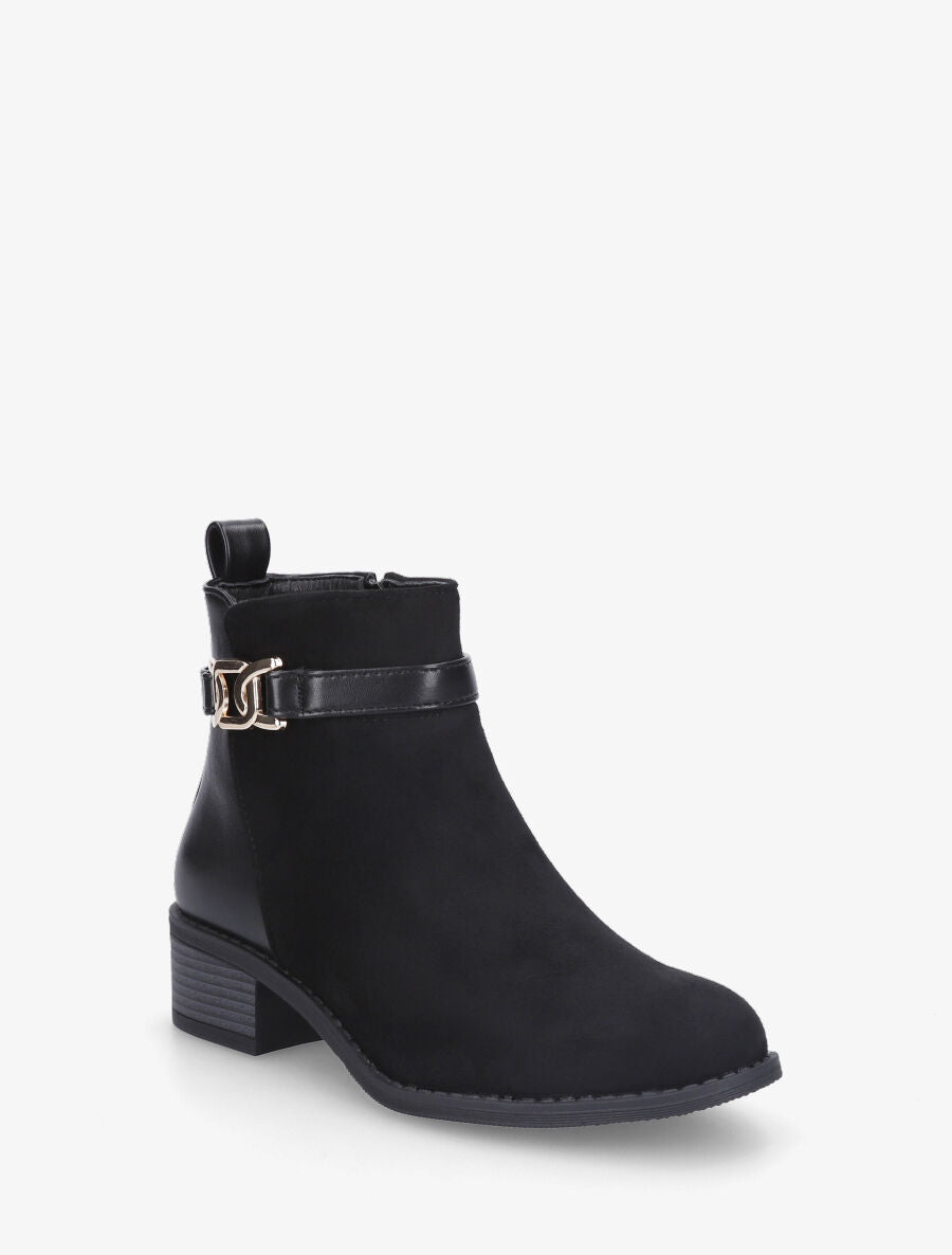 Bottines bi-matière à boucle décorative - Noir - 2