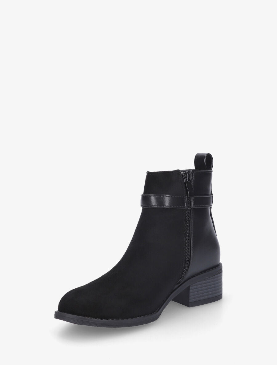 Bottines bi-matière à boucle décorative - Noir - 3